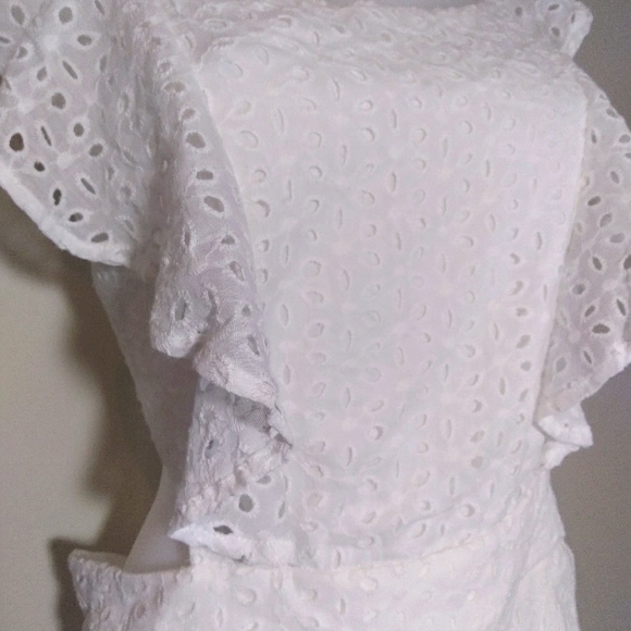 Super Cute Unique Cut Out Romper. Lace up Back,Square Neck Ruffle,Lined with Zip - Picture 13 of 14